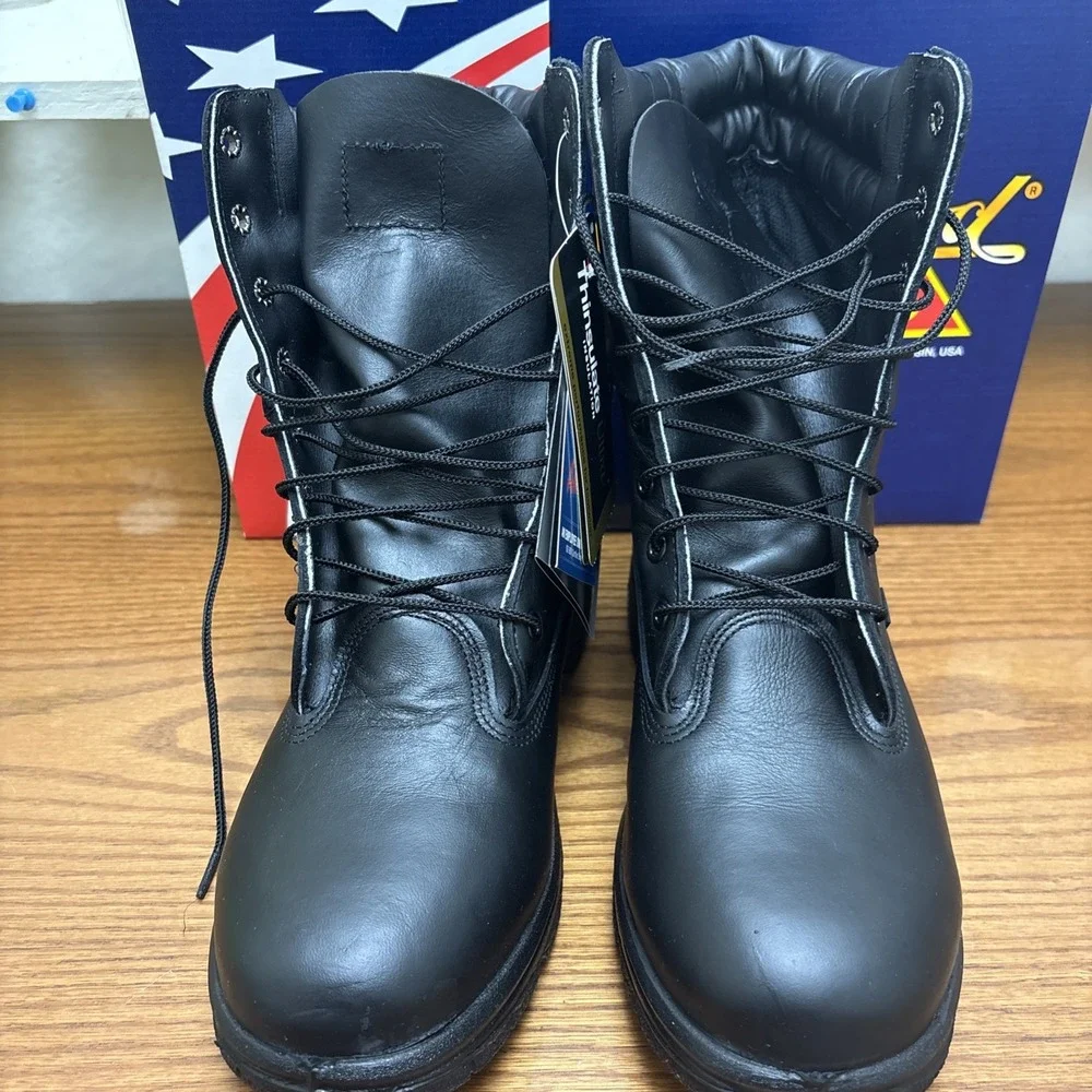Thorogood SoftStreets 834-6731 Black Leather Insulated Work Boots Mens 8 W USA